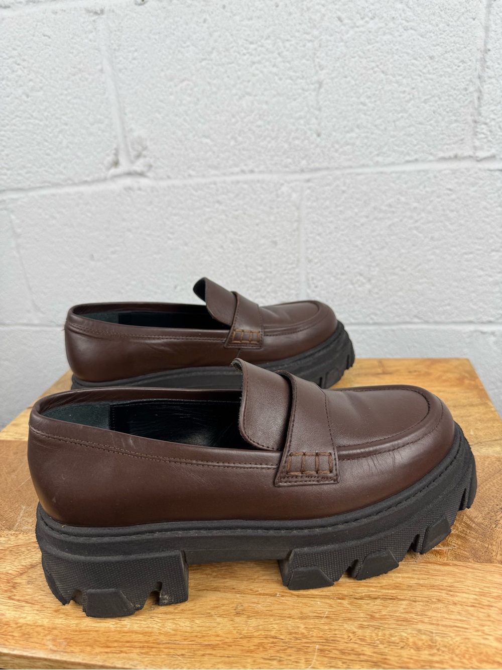 ALOHAS Brown Chunky Lug Sole Penny Loafers - Picture 5 of 15